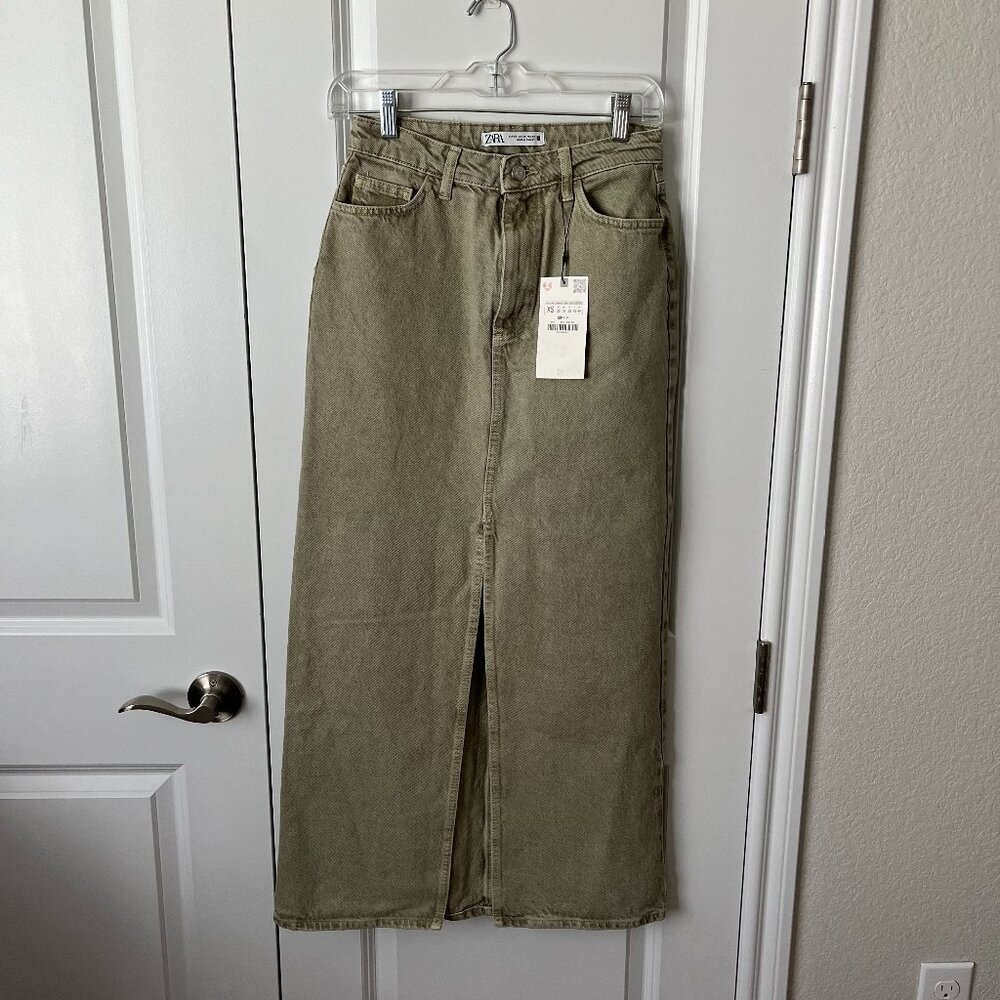 ZARA Khaki Jean Maxi Skirt  Size XS